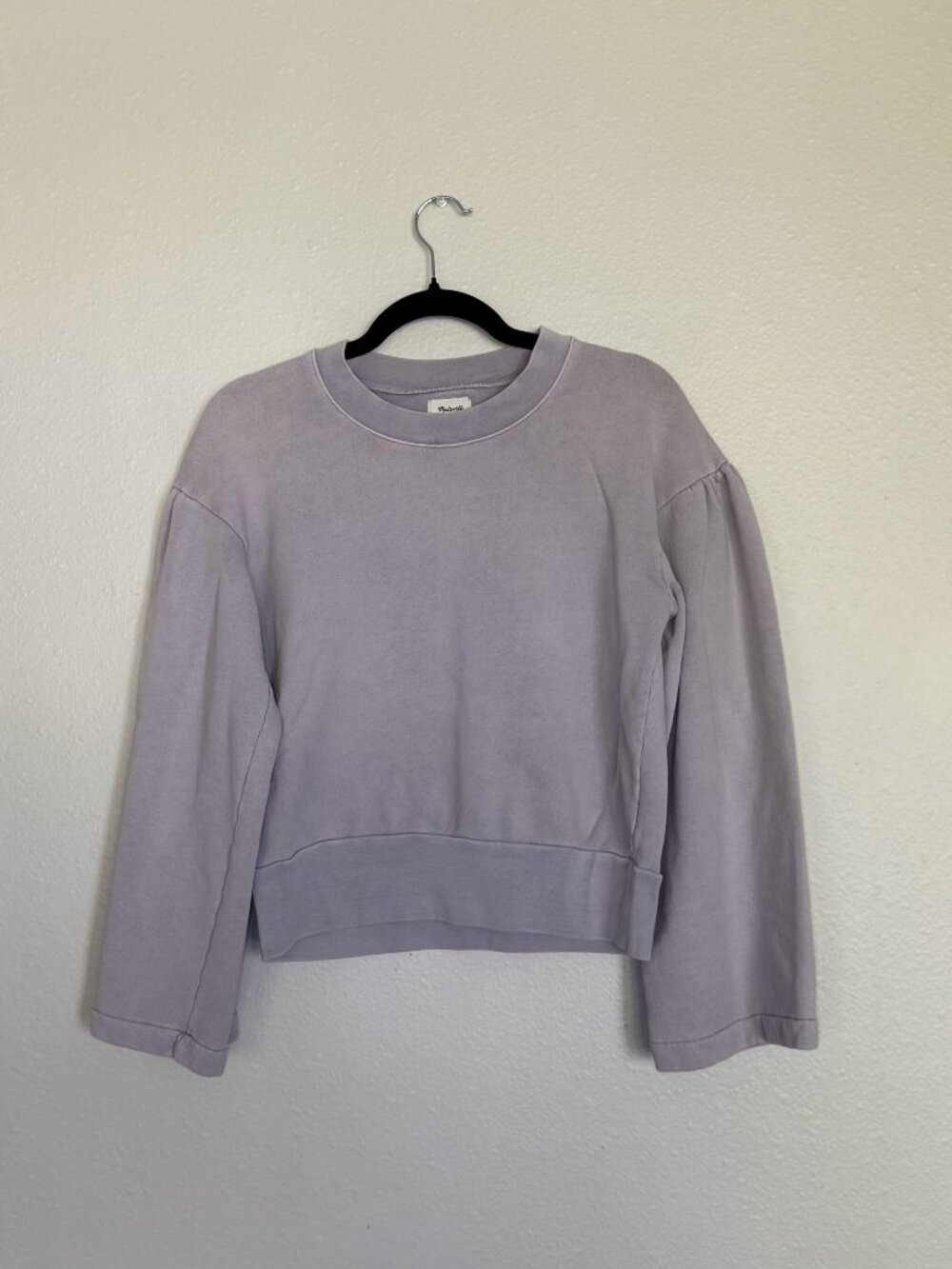 Madewell x Karen Walker Puff Sleeve Sweatshirt Lavender Purple Crop Size M J8550